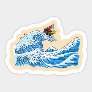 Hokusai Great Cat Wave Sticker